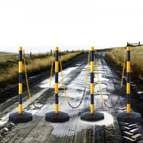 Trafikafspærringsstolpe, Justerbar, 86x28,5x28,5 cm, Gul & Sort, Trafiksikkerhed