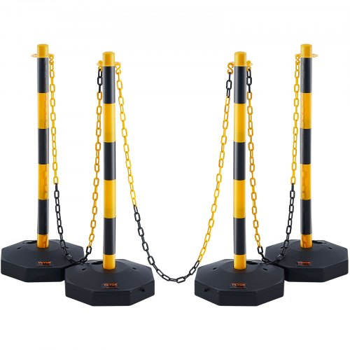 Trafikafspærringsstolpe, Justerbar, 86x28,5x28,5 cm, Gul & Sort, Trafiksikkerhed