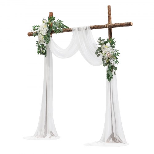 Bröllopsbåge Blomsterset, 6400x760 mm, Vit, Sidenmaterial
