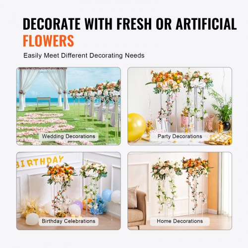 Bryllupsblomststander, 80 cm, akryl, geometrisk midterstykke, blomsterdisplay