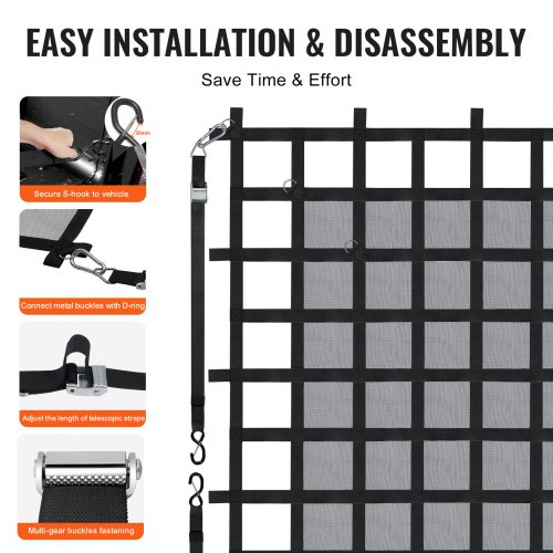 Lastnet, 183x145 cm, Sort, Kraftig lastnet til lastbil