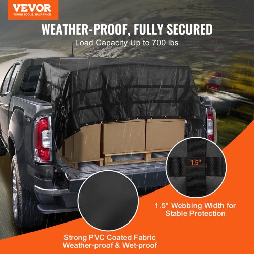 Lastnet, 305x267 cm, Sort, Kraftig opbevaring til lastbil