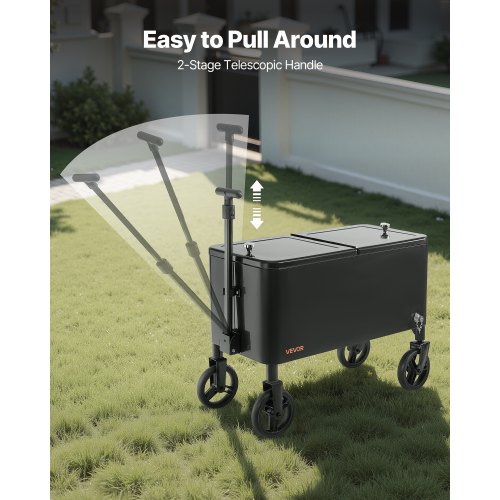 Iskistevogn, 75,71 L, 89x46x120 cm, Sort, Rullende Køler
