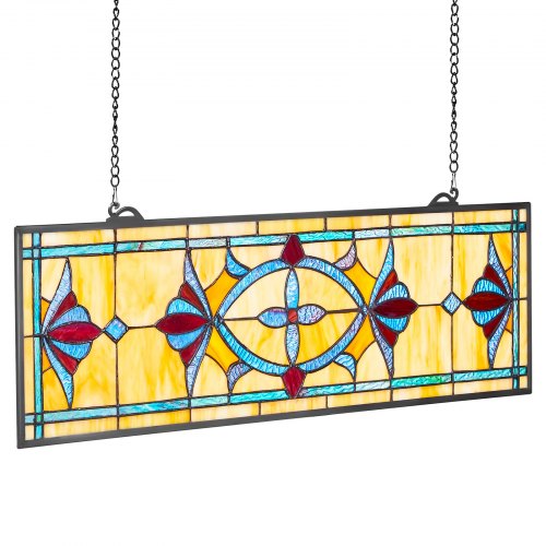 Fönsterpanel i färgat glas, 81,3x25x0,5 cm, Flerfärgad, Hängande dekoration