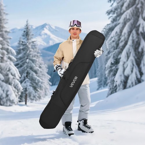 Snowboardväska 165 cm, vadderad, vattentät, svart