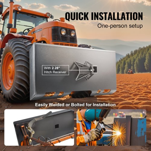Skid Steer monteringsplade, 116x45.5x23.5 cm, stål
