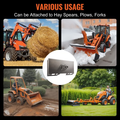 Skid Steer monteringsplade, 116x45.5x23.5 cm, stål