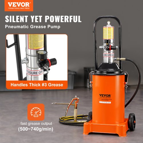 Fedt pumpe, 12L luftdrevet, 33x30x79.5 cm, stål, bærbar smøring