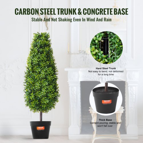 Kunstig buksbom topiary træ, 30x30x92 cm, grøn, sæt med kunstige planter