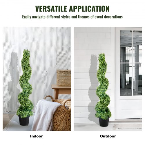 Kunstige topiary-træer, 121,9 cm, grøn, PE-materiale