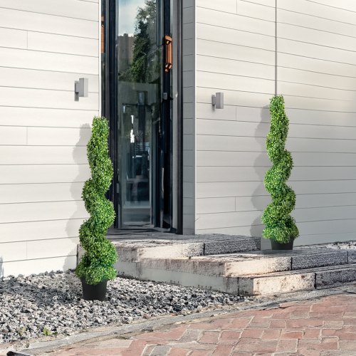 Kunstige topiary-træer, 121,9 cm, grøn, PE-materiale