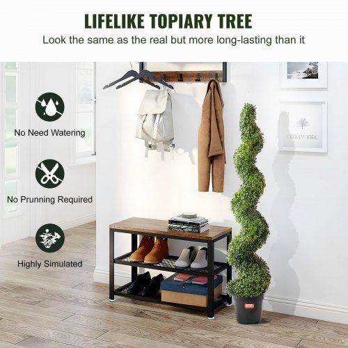 Kunstig buksbom topiary-træ, 30x30x152,4 cm, grøn, spiral, indendørs/udendørs dekoration