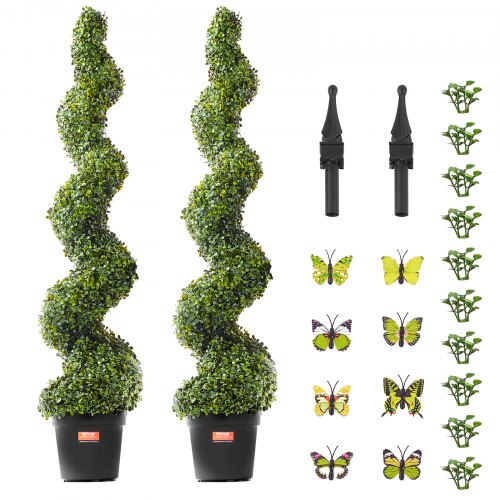 Kunstig buksbom topiary-træ, 30x30x152,4 cm, grøn, spiral, indendørs/udendørs dekoration