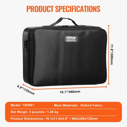 Makeup-taske, 46x30x12,5 cm, Sort, Oxford-stof