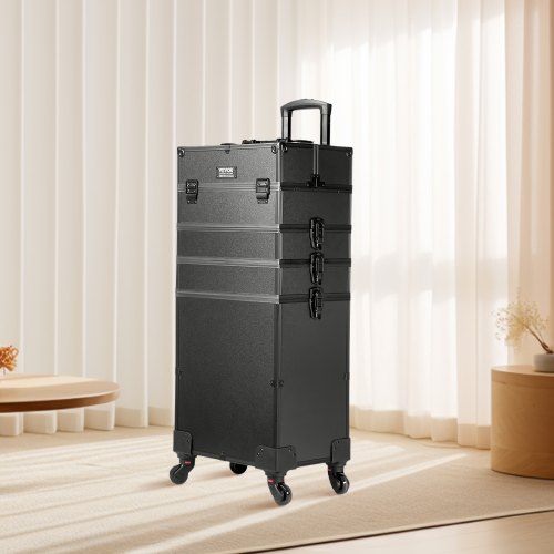 Makeup-togkuffert, 35,3x25,3x74,5 cm, Sort, Aluminium opbevaring