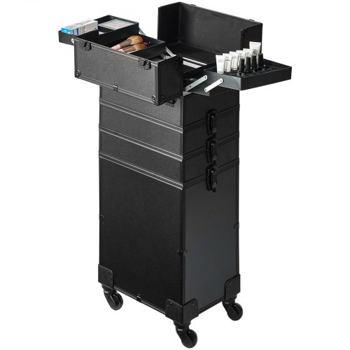Makeup-togkuffert, 35,3x25,3x74,5 cm, Sort, Aluminium opbevaring