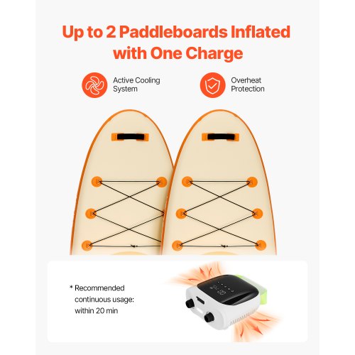 Elektrisk paddleboard-pumpe, 189x175x80 mm, genopladelig, ABS