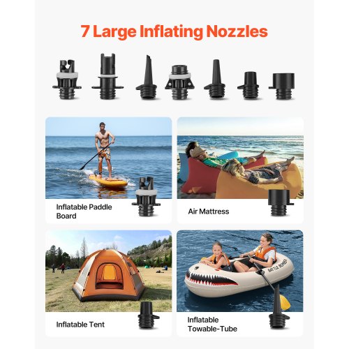 Elektrisk paddleboard-pumpe, 189x175x80 mm, genopladelig, ABS