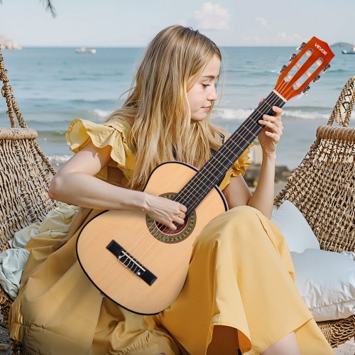 Klassisk guitar 78 cm træ startsæt natur