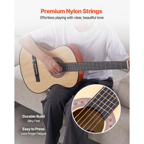 Klassisk guitar, 96 cm, naturtræ, startpakke
