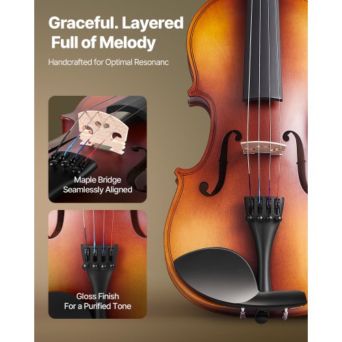 Violin, 3/4 Størrelse, 60x21x8,5 cm, Brun, Begyndersæt