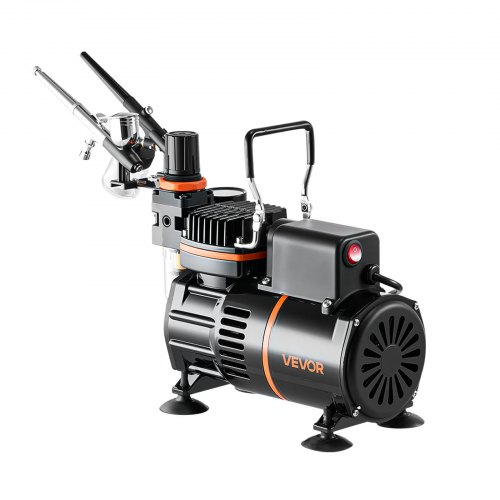 Airbrush-sæt, 3 dual-action airbrushes med kompressor, akrylmaling, lavt støjniveau