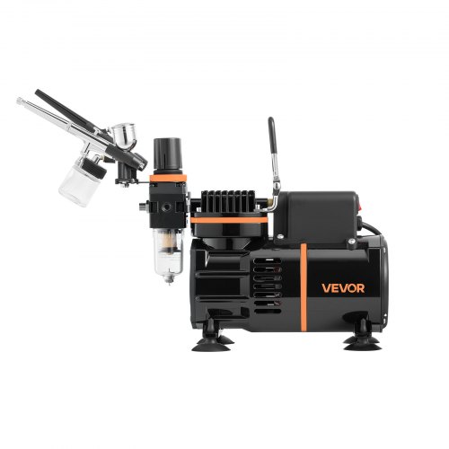Airbrush-sæt, 3 dual-action airbrushes med kompressor, akrylmaling, lavt støjniveau