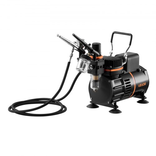 Airbrush-sæt, 3 dual-action airbrushes med kompressor, akrylmaling, lavt støjniveau
