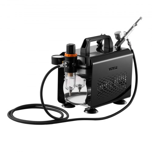 Airbrush-setti, kaksoistoiminen airbrush kompressorilla, 0.2/0.3/0.5 mm suuttimet, matala melutaso, maalaustyökalu