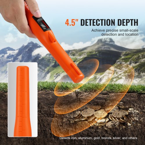 Metal Detector Pinpointer, 250x45x42 mm, Vandtæt, LCD-skærm