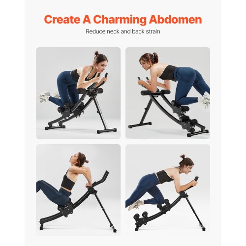 Ab træningsmaskine, dobbeltsporet core- og mavetræner, 131x43x28 cm, foldbar justerbar fitnessudstyr