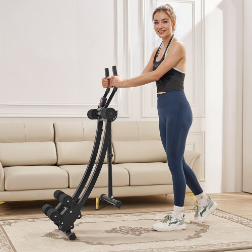 Ab træningsmaskine, dobbeltsporet core- og mavetræner, 131x43x28 cm, foldbar justerbar fitnessudstyr