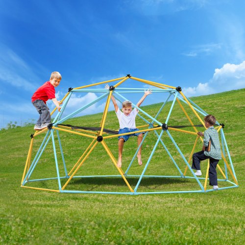 Klatrekuppel, Geometrisk kuppelklatrer med hængekøje og gynge, 305x305x152,5 cm, Udendørs