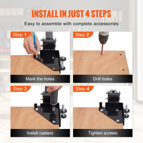Mobil bas, Justerbar 24,1x24,1 cm, Robust stål, Utrustningsställ