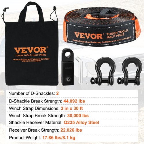 Off-Road Recovery Kit, 7,6x914,4 cm, Kraftig, Opbevaringstaske