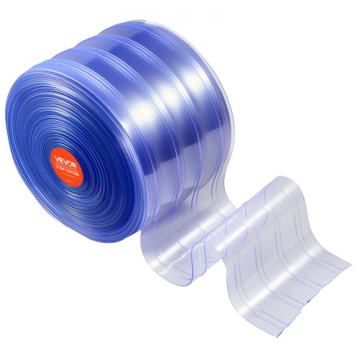 PVC-strimmelgardin, 4572x20 cm, Klar, Ribbet plastdørstrimmel