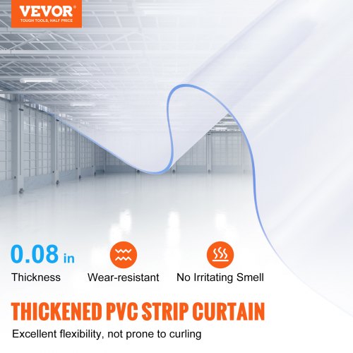 Strimmelgardin, PVC dørgardin, 4997.4x20.3 cm, Klar, Plastik