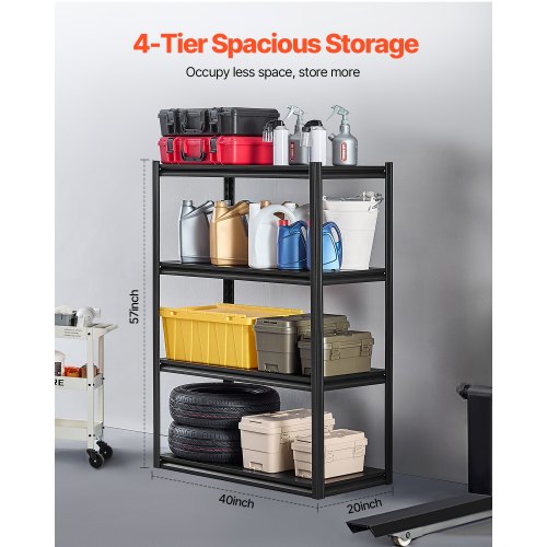 Opbevaringsreol, 50,8x101,6x144,8 cm, Sort, Justerbar Metal