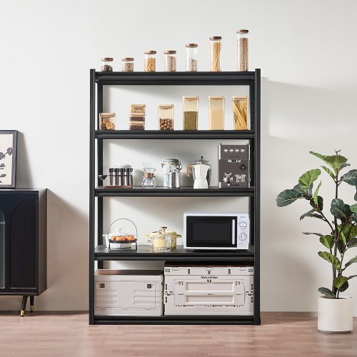 Opbevaringsreol, 61x122x183 cm, Sort, Justerbar Metal