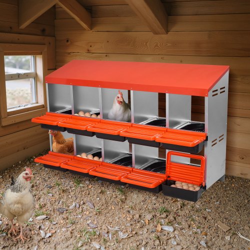 Hønserede, 10 rum, 132x52,5x79 cm, Orange, Metal