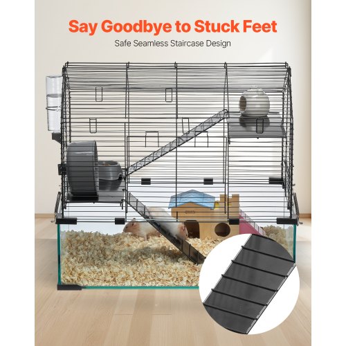 Hamsterbur, 57,9x38,1x54,1 cm, Sort, Glas Metalnet