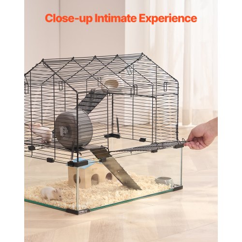 Hamsterbur, 57,9x38,1x54,1 cm, Sort, Glas Metalnet