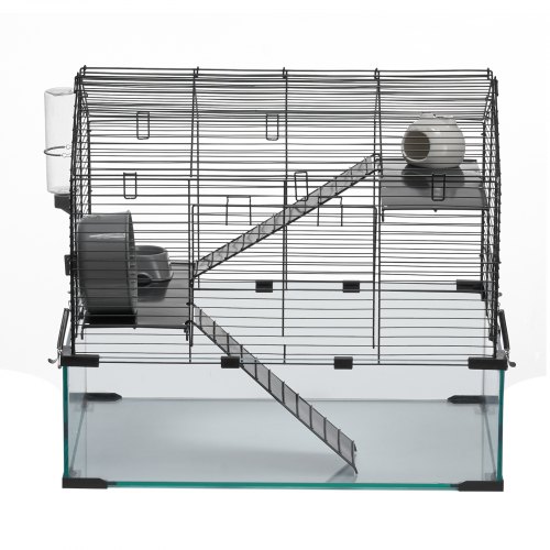 Hamsterbur, 57,9x38,1x54,1 cm, Sort, Glas Metalnet