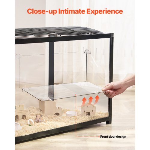 Hamsterbur 96x47x55 cm sort, metal, transparent, smådyrsbur