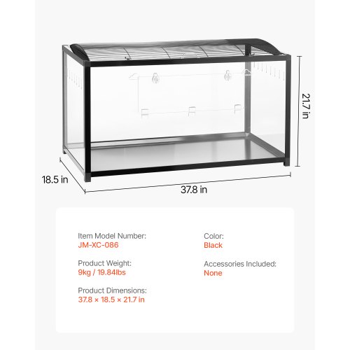 Hamsterbur 96x47x55 cm sort, metal, transparent, smådyrsbur