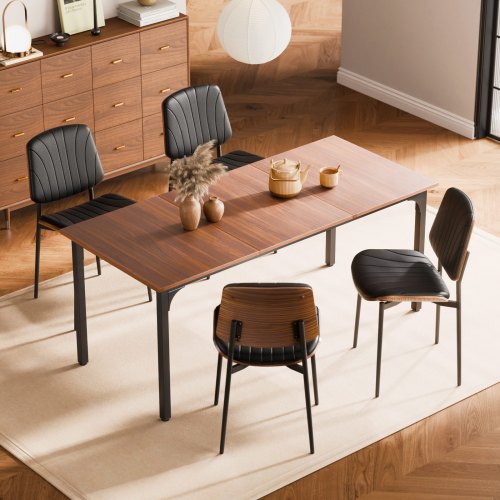 Spisestuestole sæt af 2, 49,5x54,8x81 cm, Sort, Polstret læder