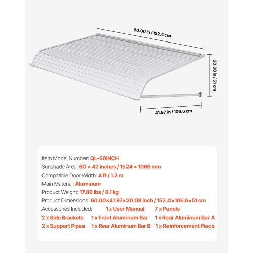 Markiisi, 152.4x106.6 cm, alumiini