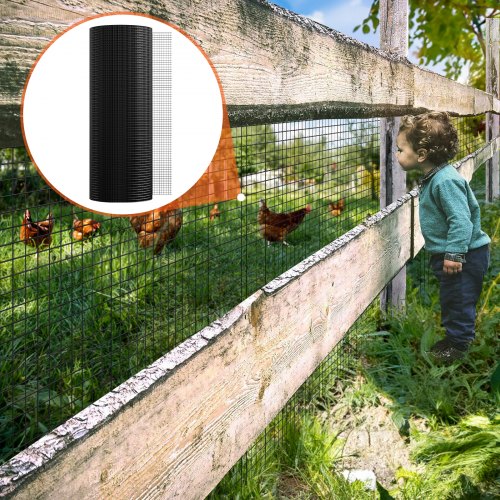 Trådnet, 910x30480 mm, Sort, Galvaniseret metal trådnet rulle