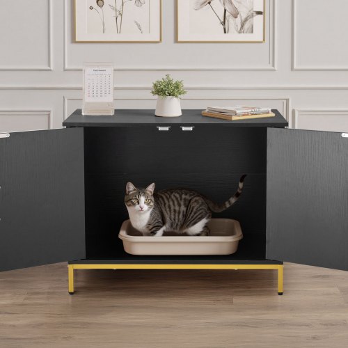 Kattebakke Skjul, 70x45x54,5 cm, Sort, Metalben
