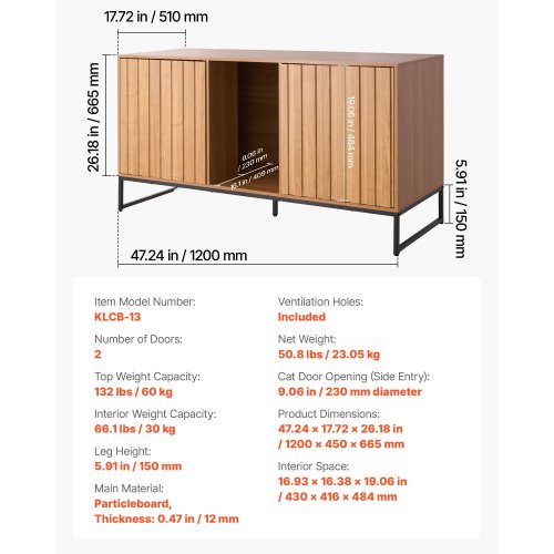 Kattegrusbakke Skab, 120x45x66.5 cm, Opbevaring, Vandtæt